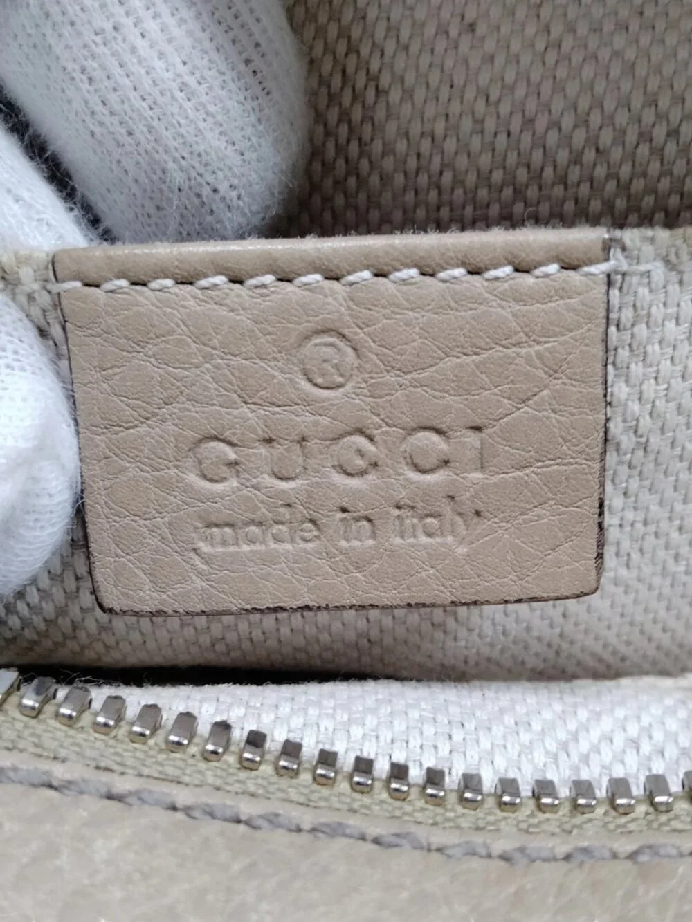 (L6) Gucci Crossbody Bag Beige Leather